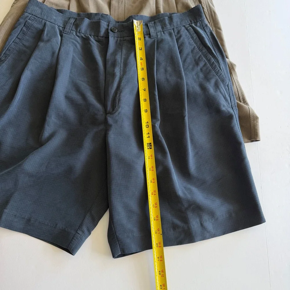 Turnbury Mens Pleated Shorts 36 Bundle Navy Blue‎ Taupe Brown Rayon Blend 2 Pack